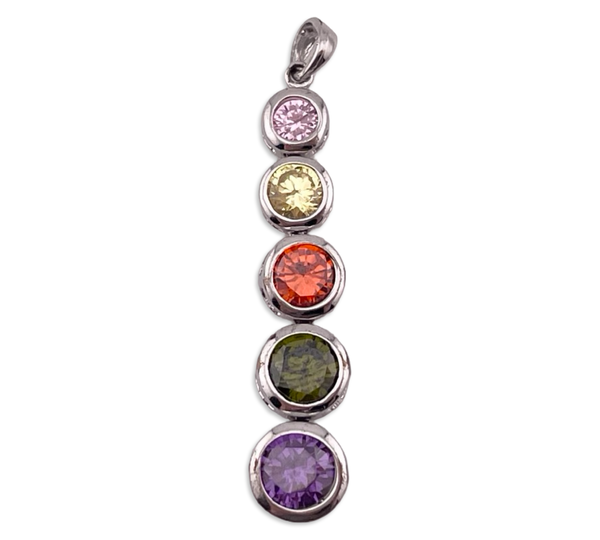 sterling silver faceted rainbow glass pendant