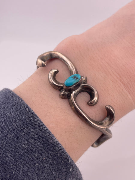 sterling silver turquoise sand cast cuff bracelet