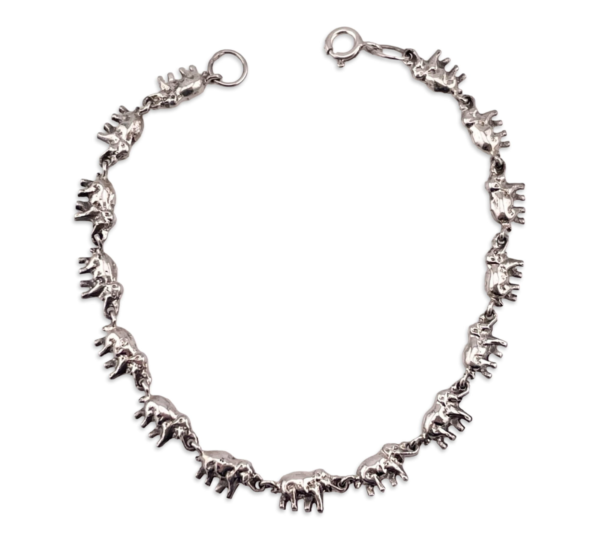 sterling silver 7-3/4" elephant link bracelet