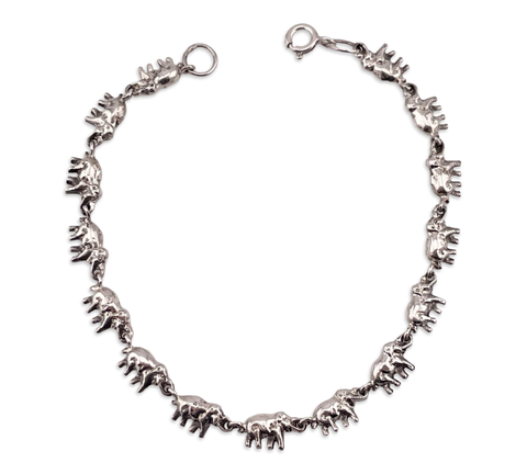 sterling silver 7-3/4" elephant link bracelet