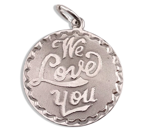 sterling silver 'we love you' pendant