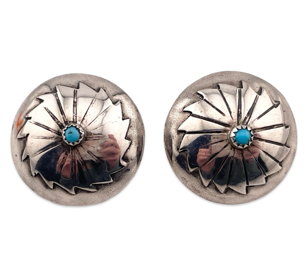 sterling silver domed turquoise concho post earrings