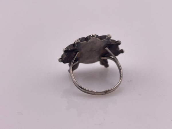 size 8 sterling silver Zuni sunface multi-stone inlay ring