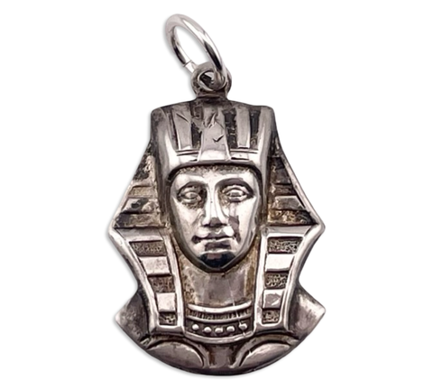 sterling silver Egyptian Revival pressed pharaoh pendant