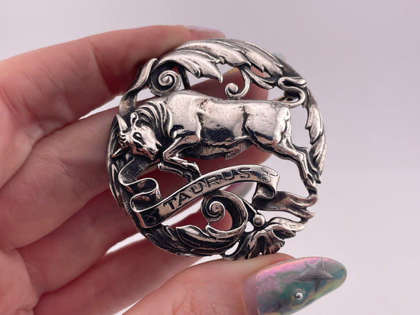 sterling silver Peruzzi Taurus the Bull zodiac pendant  brooch pin