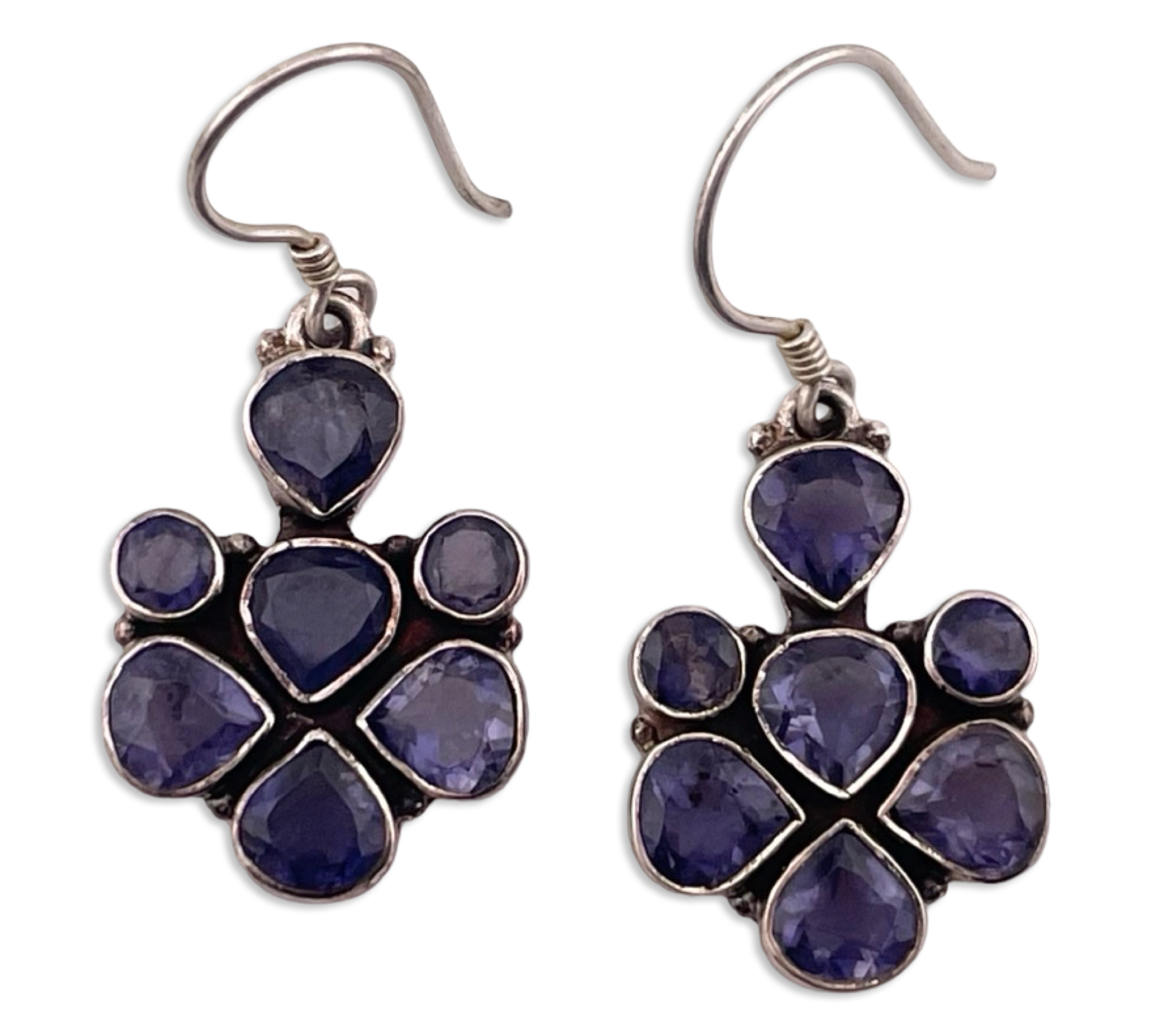 sterling silver faceted amethyst hook dangle earrings ***AS IS***