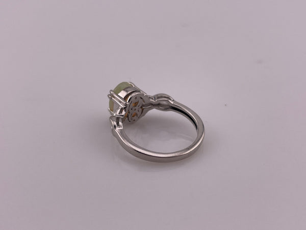 size 6.25 sterling silver rhodium plated faceted lab opal ring