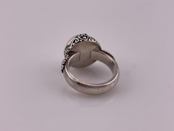 size 6 sterling silver pearl dot design ring