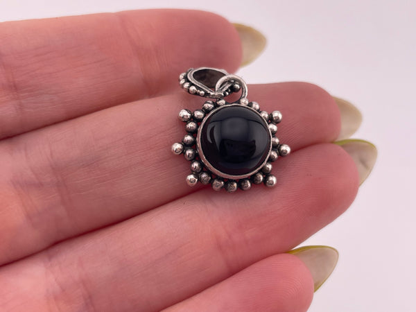 sterling silver onyx dot design pendant ***AS IS***