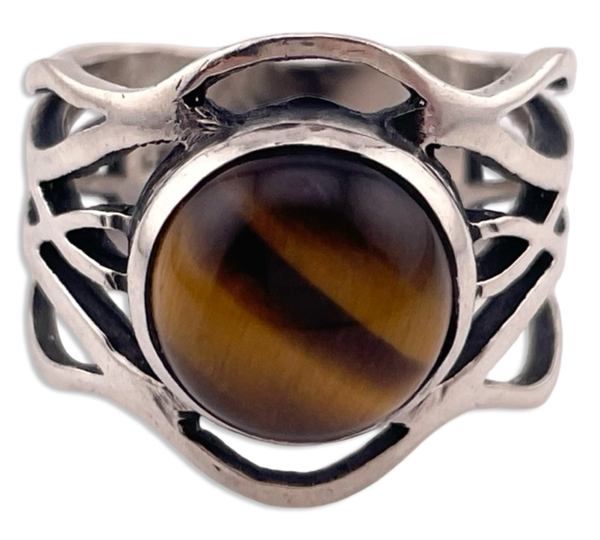 size 6.75 sterling silver tigers eye ring