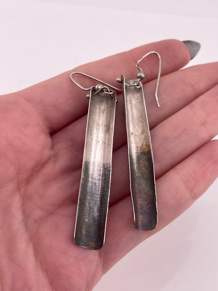 sterling silver & brass textured hook dangle earrings