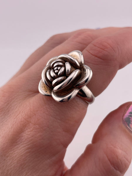 size 7 sterling silver electroform flower ring ***AS IS***