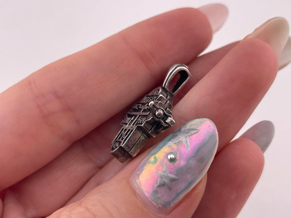 sterling silver religious cross box compartment pendant