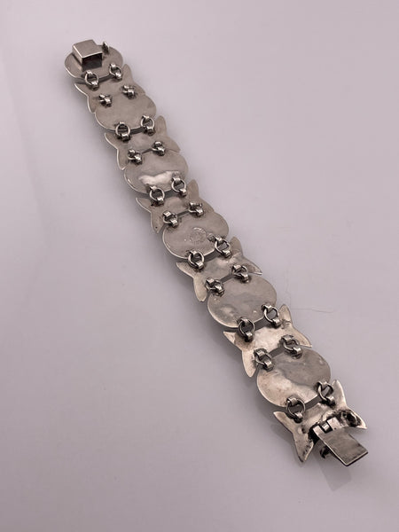 sterling silver chunky Mexican multi-stone link bracelet