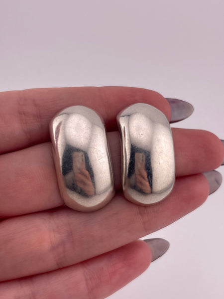 sterling silver Mexican domed stoneless curved post earrings