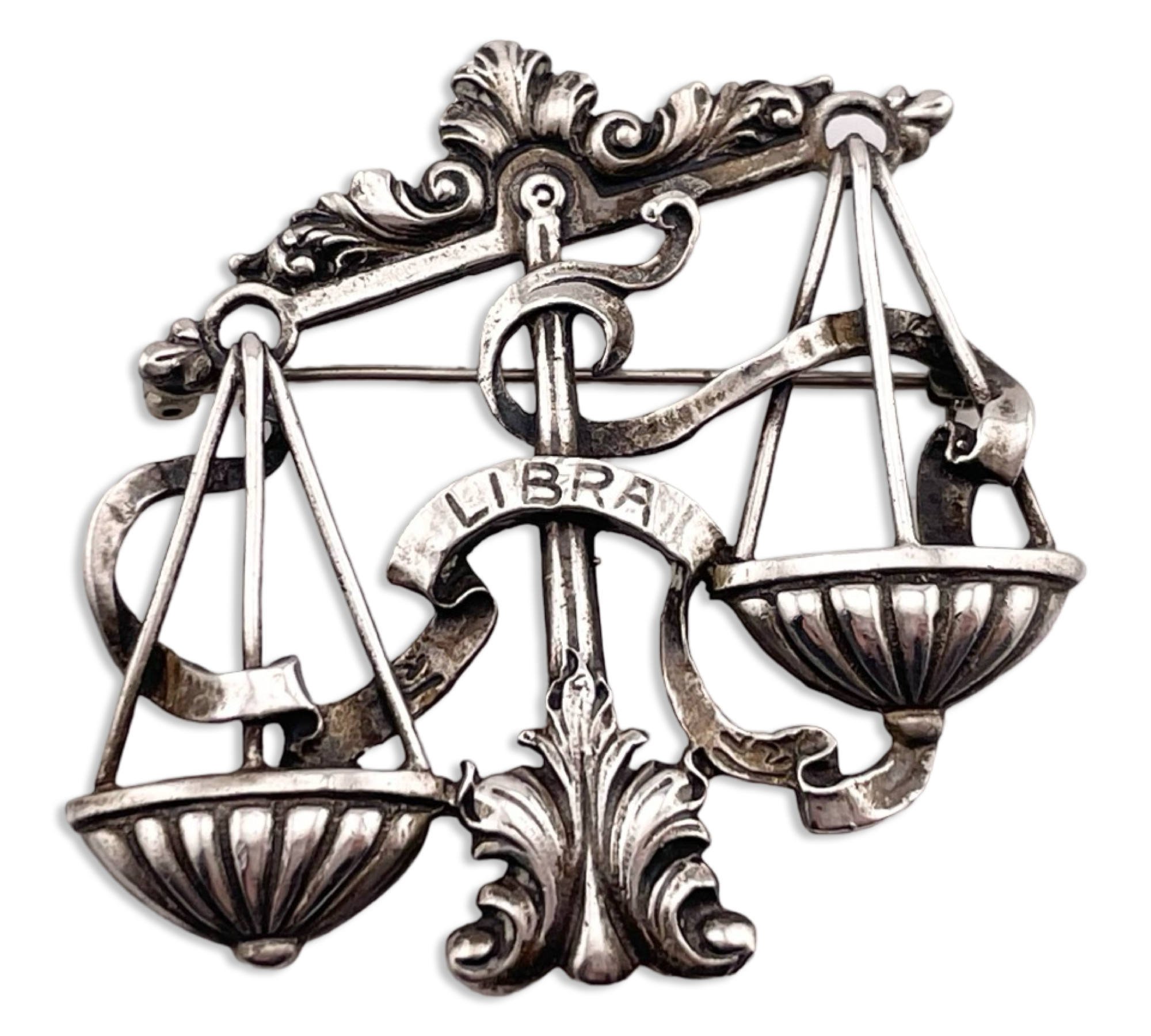 sterling silver Libra the Scale Cini zodiac brooch pin