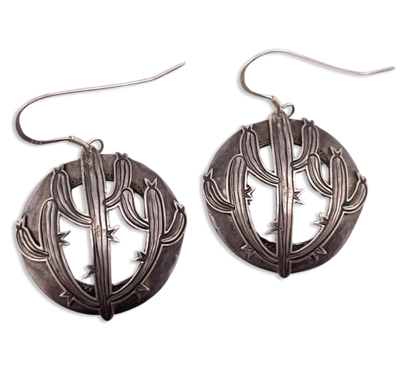 sterling silver designer Kit Carson saguaro cactus dangle earrings