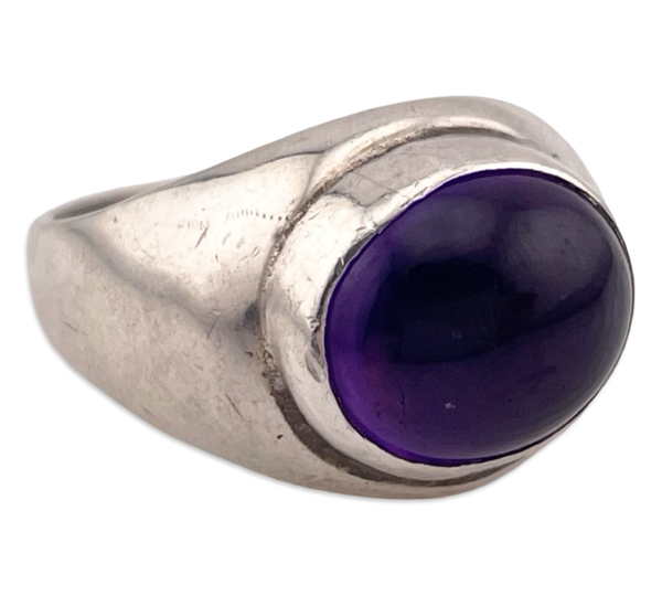 size 6.5 sterling silver chunky heavy amethyst ring