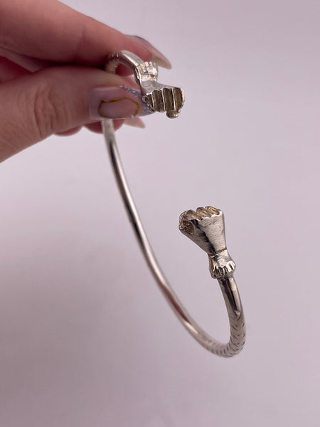 sterling silver figa fist forearm cuff bangle bracelet