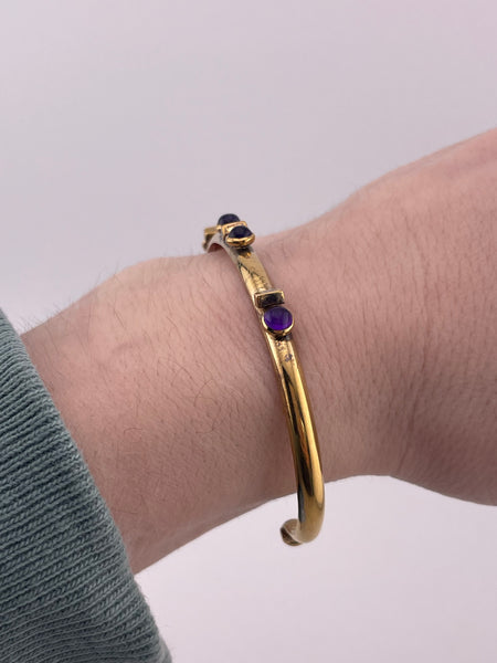 gold plated sterling silver amethyst cuff bracelet