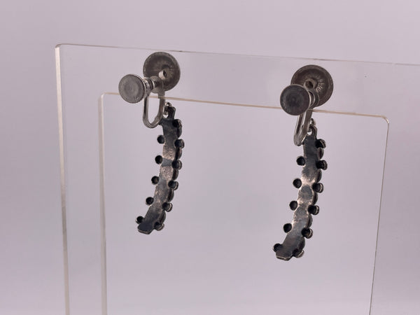 sterling silver synthetic turquoise screw-back dangle earrings