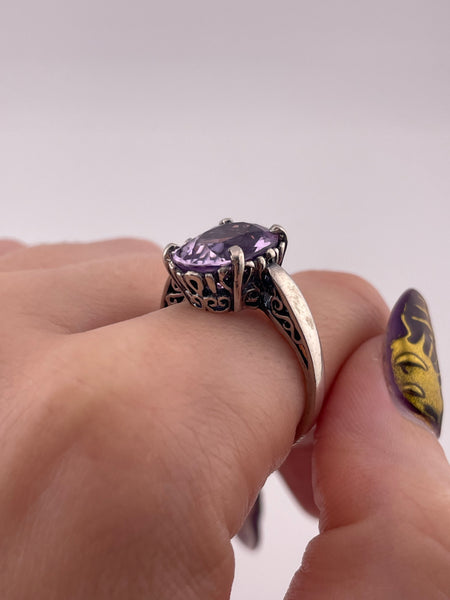 size 9 sterling silver Kabana faceted amethyst ring