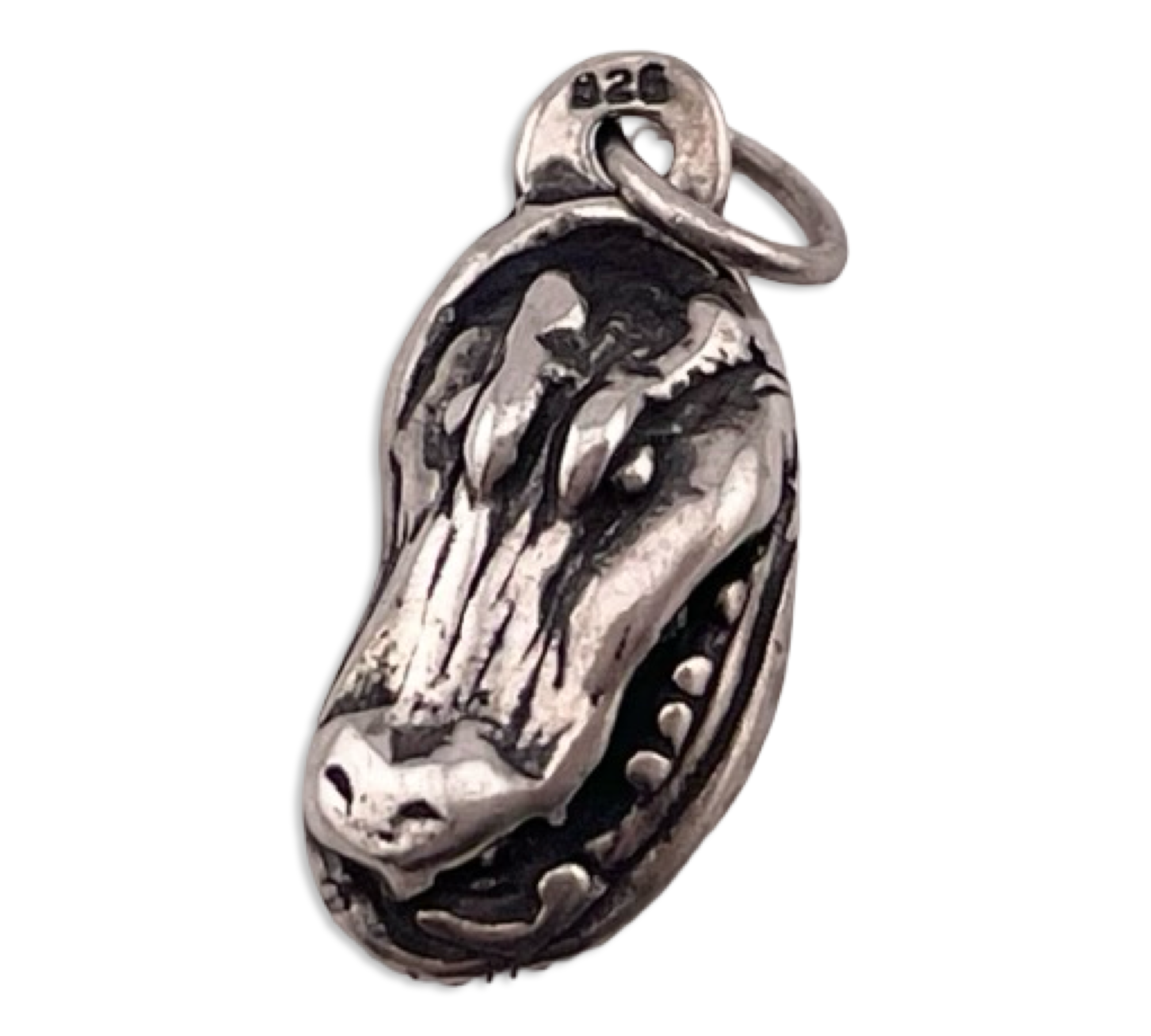sterling silver alligator pendant