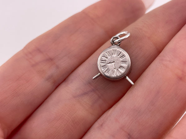 sterling silver alarm clock pendant