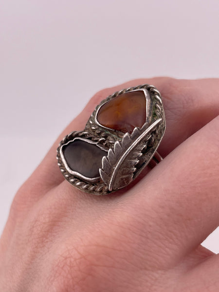 size 6 sterling silver rustic glass agate ring