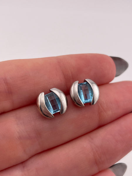 sterling silver faceted topaz post earrings
