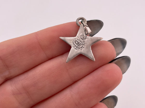 sterling silver NOS crushed turquoise star pendant