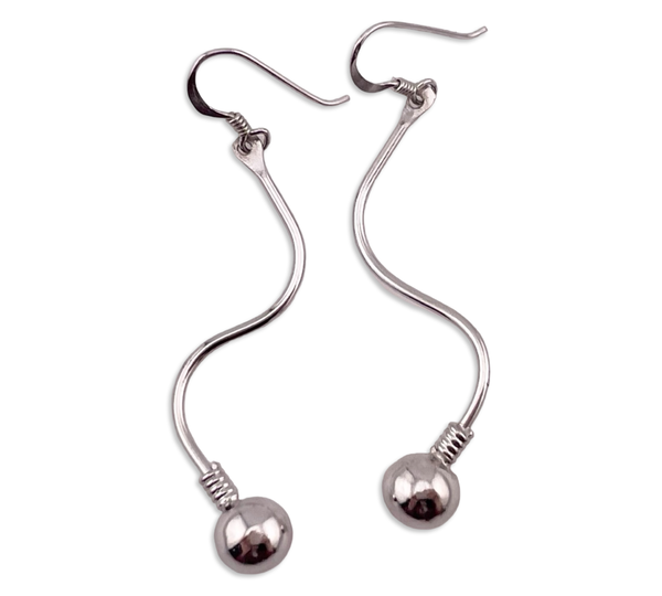 sterling silver stoneless squiggle ball dangle earrings