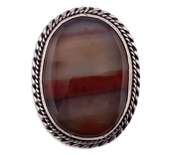 sterling silver oval agate brooch pin