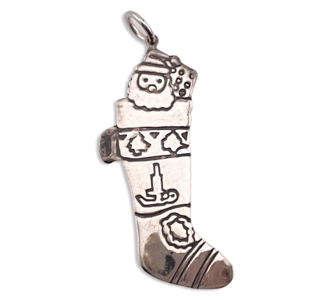 sterling silver Christmas stocking pendant