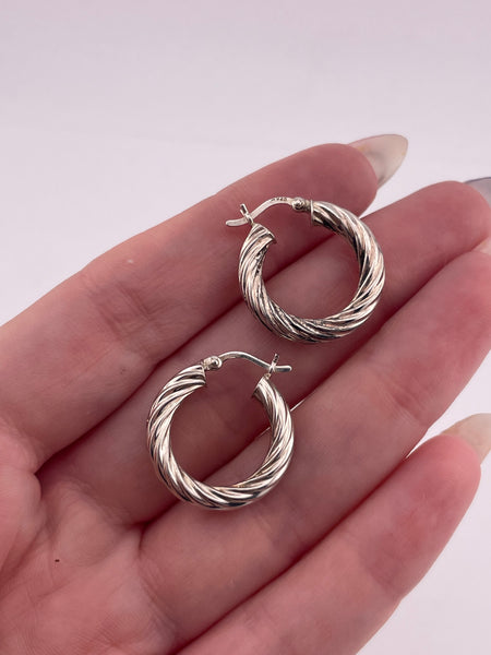 sterling silver 3/4" cable hoop earrings