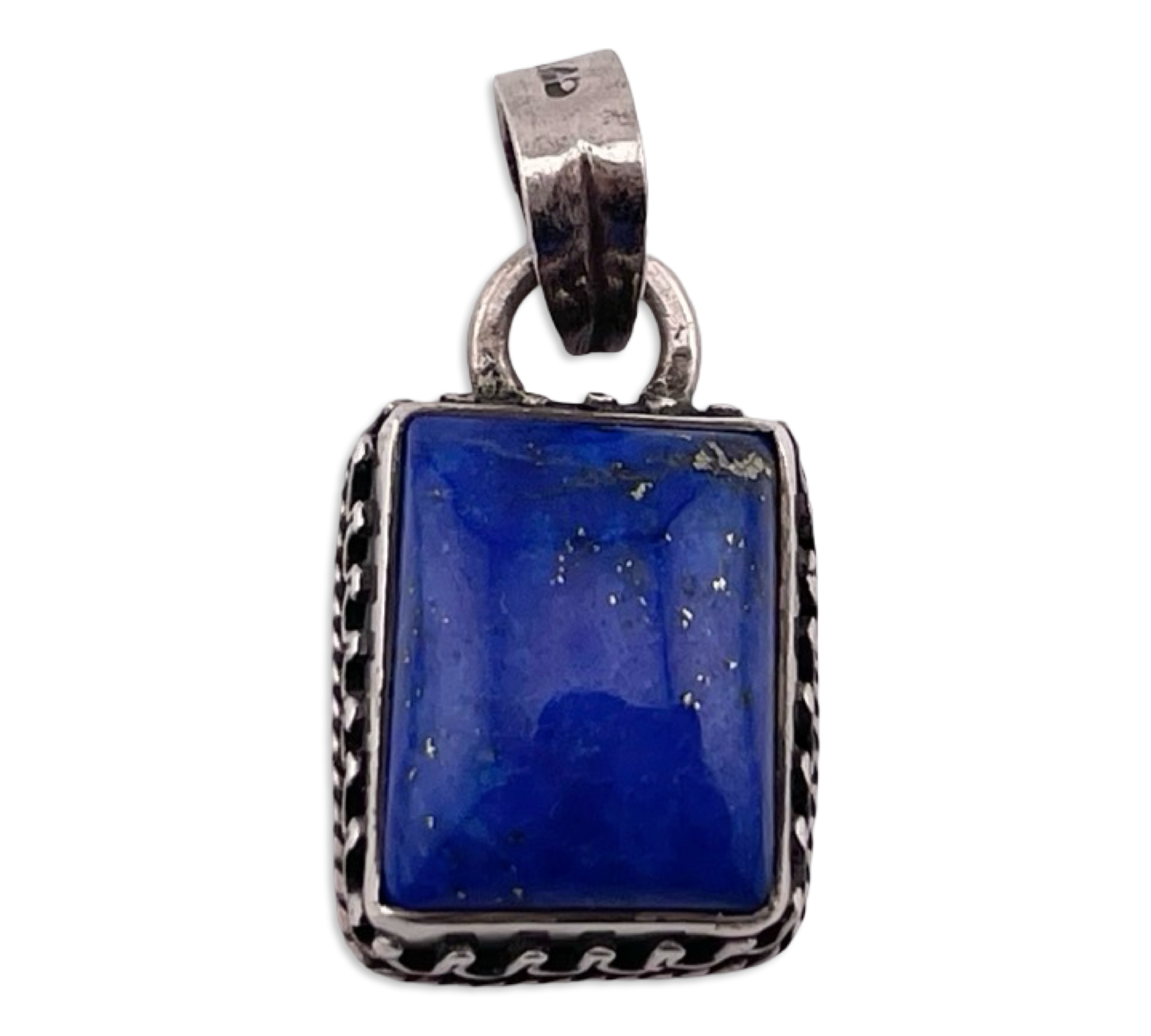 sterling silver rectangle lapis pendant