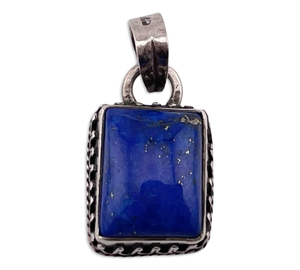 sterling silver rectangle lapis pendant