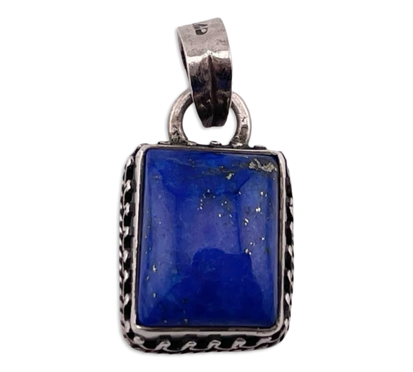 sterling silver rectangle lapis pendant
