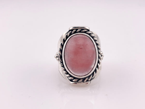 size 10.5 sterling silver pink glass ring