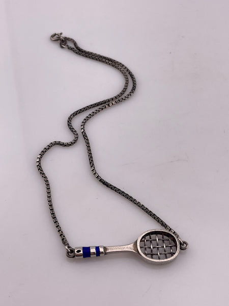 sterling silver 15" racket necklace