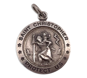 sterling silver St. Christopher Protect US pendant