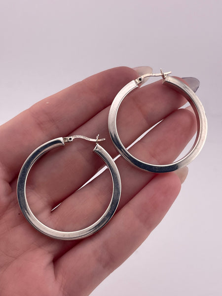 sterling silver 1-3/8" square edge hoop earrings