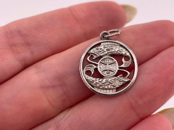 sterling silver rhodium plated Pisces the Fish zodiac pendant