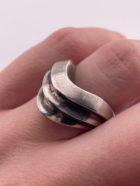 size 6.5 sterling silver chunky stoneless textured ring