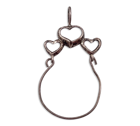 sterling silver three hearts charm holder pendant ***AS IS***