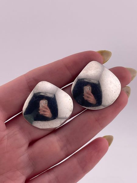 sterling silver stoneless fan post earrings