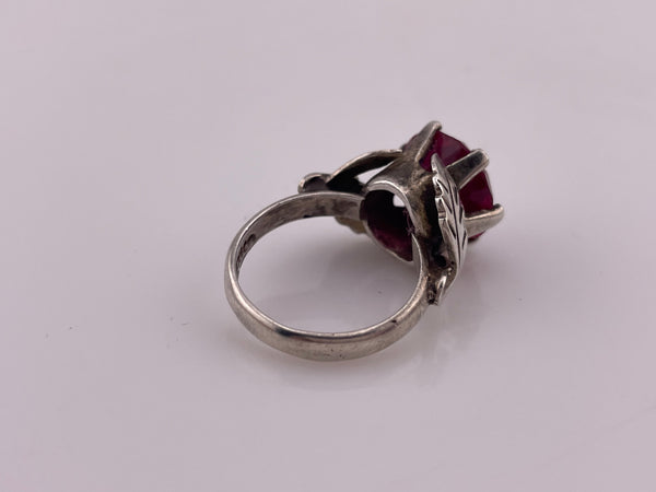 size 6.25 sterling silver faceted lab sapphire ring