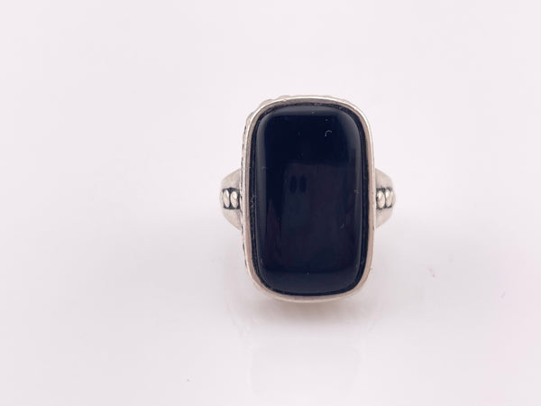 size 5.5 sterling silver synthetic onyx rectangle ring