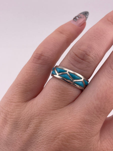 size 7.25 sterling silver turquoise band ring