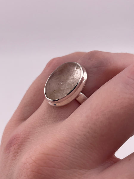 size 6.25 sterling silver oval rutilated quartz ring